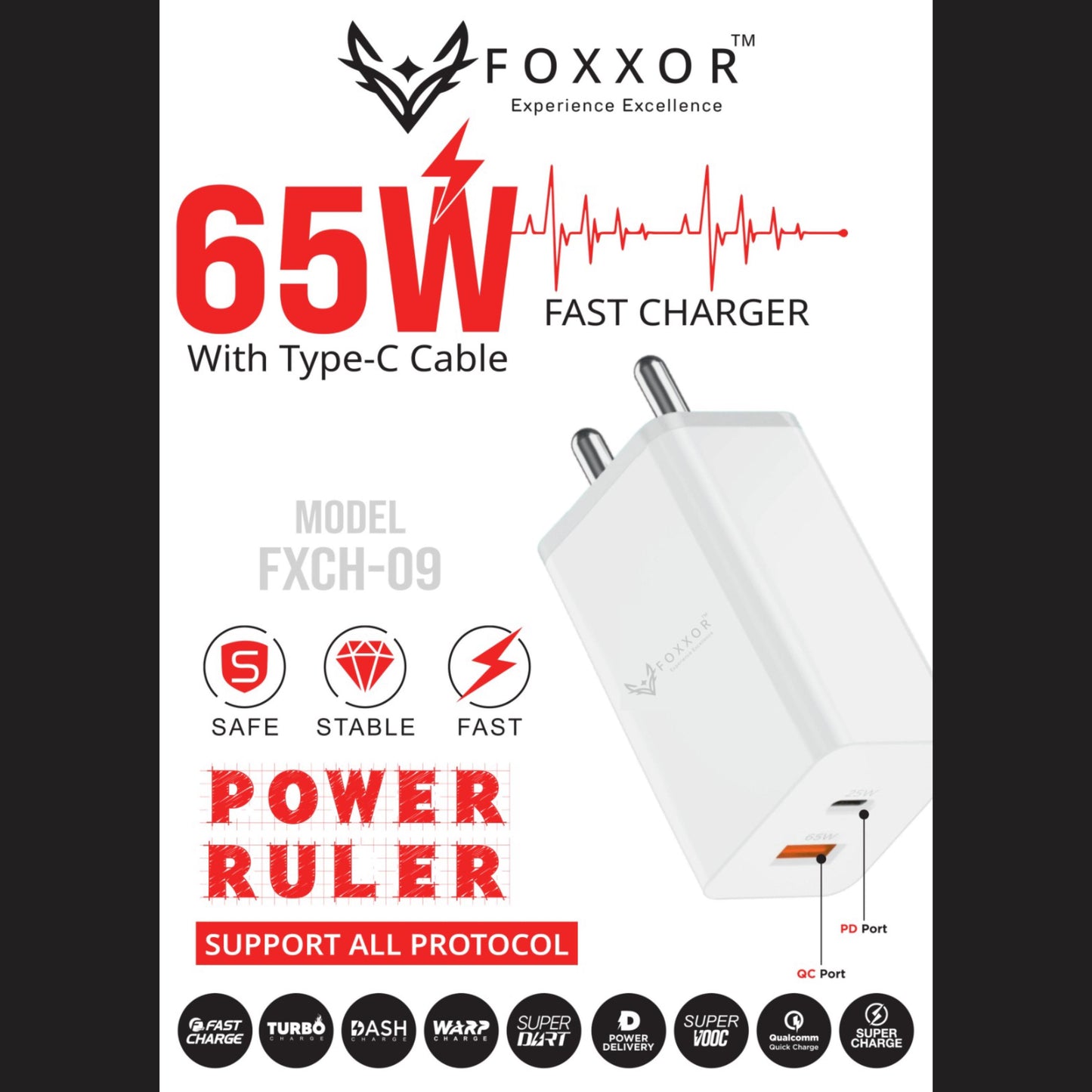 FX18 65W Turbo Fast Charger + Cable – Speed & Efficiency Combined